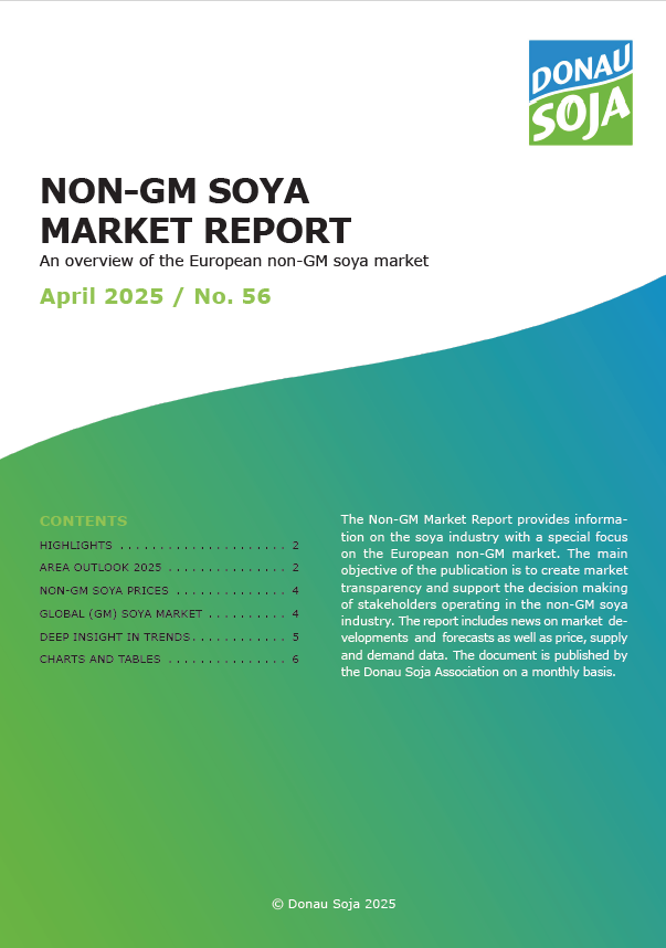 Donau-Soja-Market-Report-April-2025-cover Cover of the Donau Soja Non-GM Soya Market Report January 2025, featuring market insights for the European soya industry.