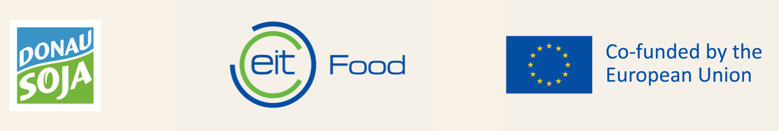 Website-header-EIT-Food-project-2025 Logos of Donau Soja, EIT Food, and the European Union with the caption "Co-funded by the European Union."