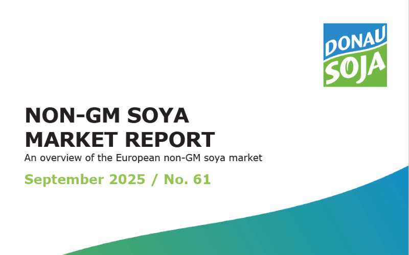 Cover page of the Donau Soja Non-GM Soya Market Report September 2025, providing analysis of European non-GM soya market trends and harvest outlook in Europe.