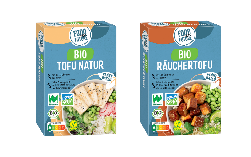 Food for Future organic natural and smoked tofu made with Donau Soja certified soya