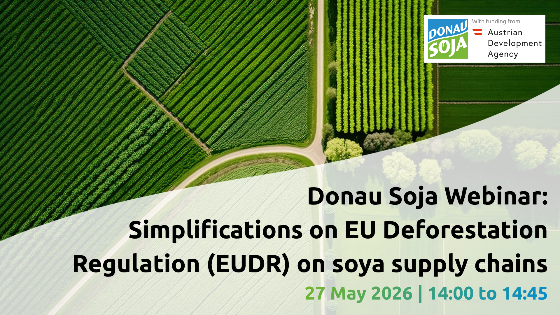 Webinar EUDR_Visual EUDR 2026+ regulatory update visual showing agricultural fields and new EU deforestation regulation timeline