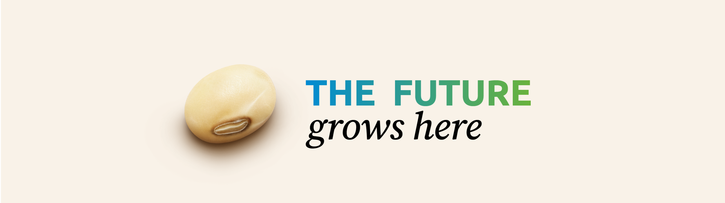 Europe Soya campaign banner in English with soybeans and the message “The future grows here”