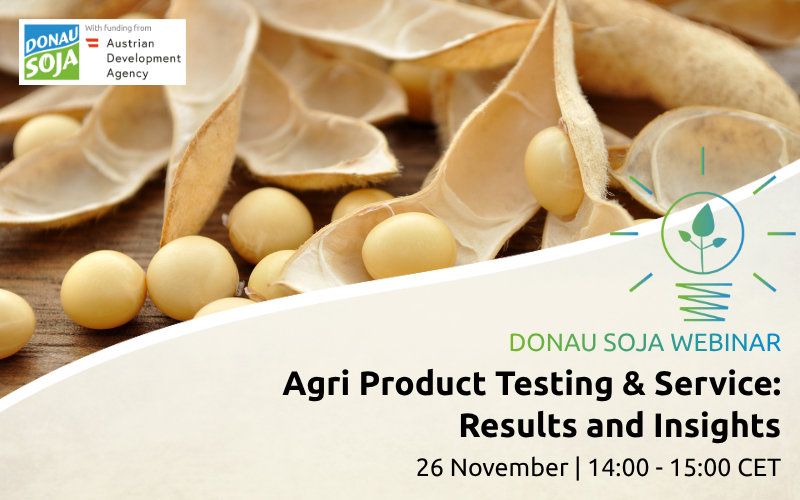Donau Soja at the 19th International Donaubörse, 4 September 2026, Vienna – event announcement visual with soya field background.