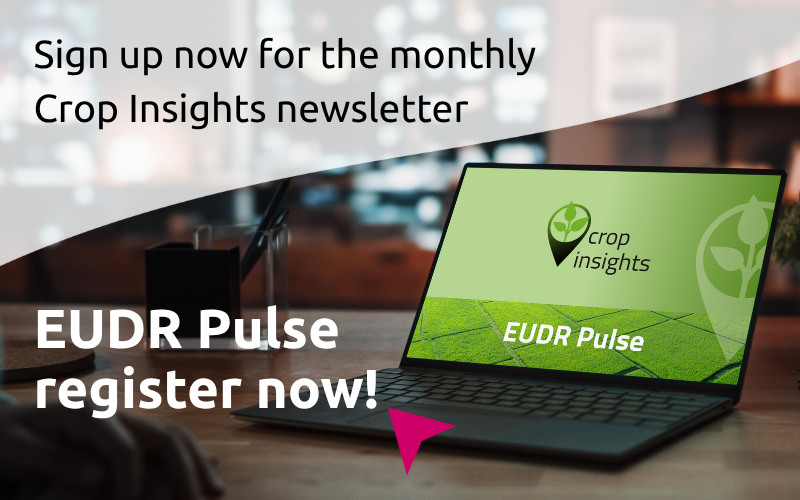 EUDR Pulse_Crop Insights Newsletter Glass bowl filled with golden soybean oil surrounded by whole soybeans, viewed from above