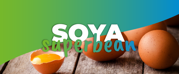 Newsletter_SoyaSuperbean-12 Soya Superbean campaign graphic showing the campaign name above two whole eggs and a cracked egg on a wooden surface.
